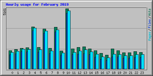 Hourly usage for February 2019